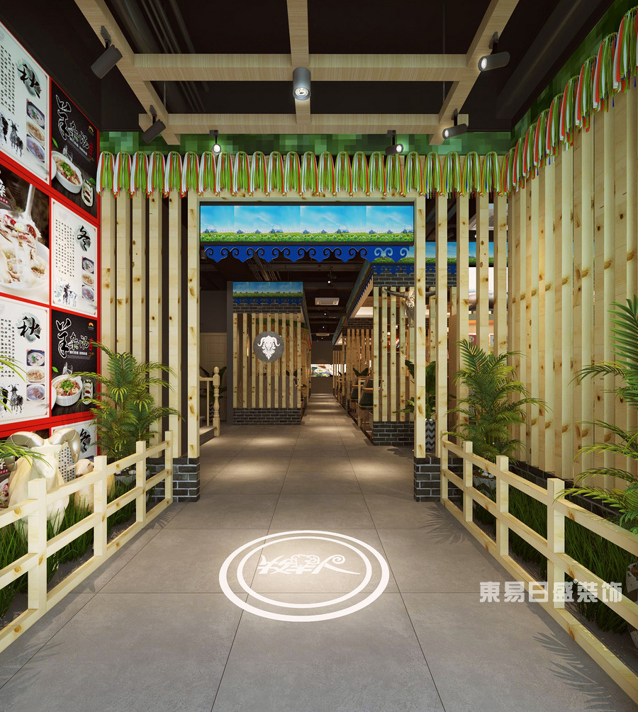 桂林牧羊人连锁餐饮LOFT300㎡商铺蒙古风装修设计案例：过道装修设计效果图
