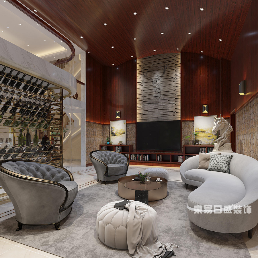 卢浮九号-960平米-客厅-轻奢风格-装修效果图