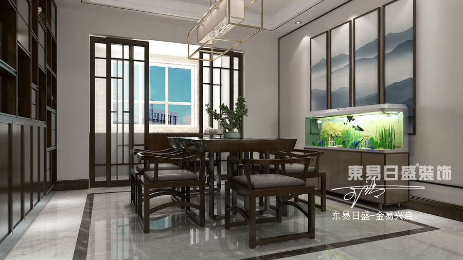 三居室-新中式-餐厅装修效果图