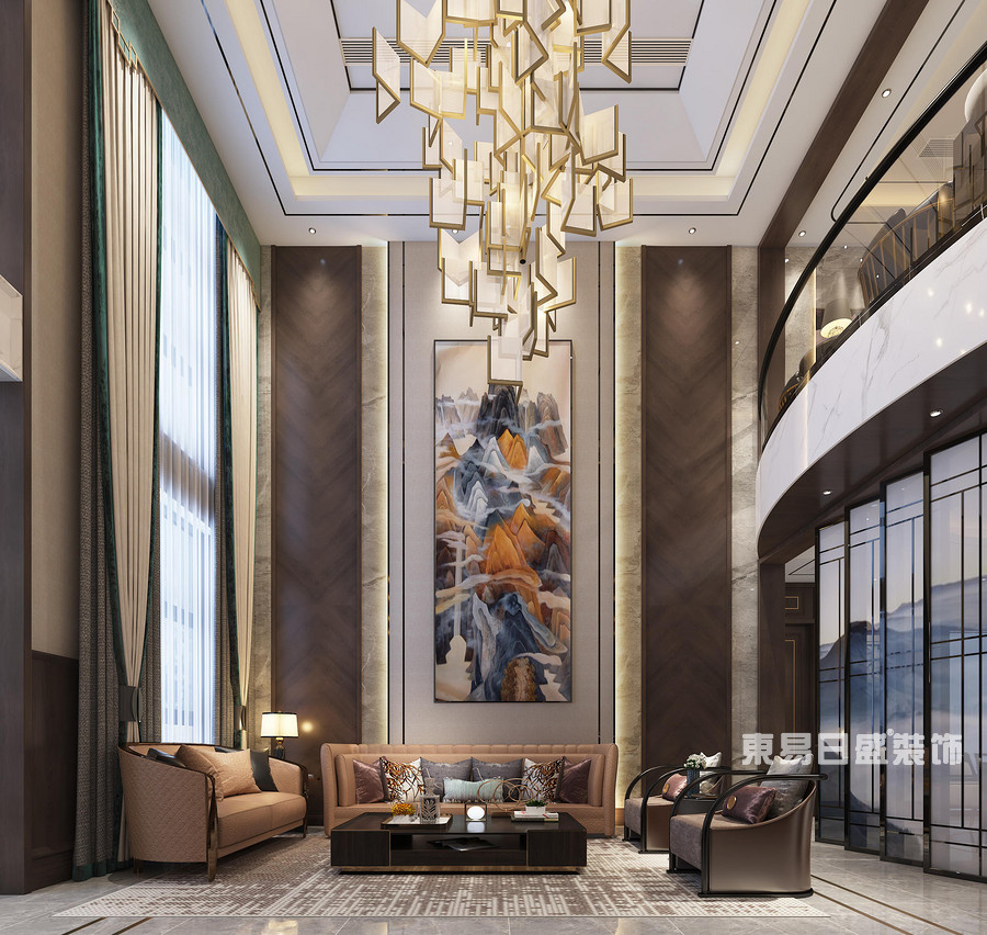 卢浮九号-420平米-客厅-时尚现代-装修效果图