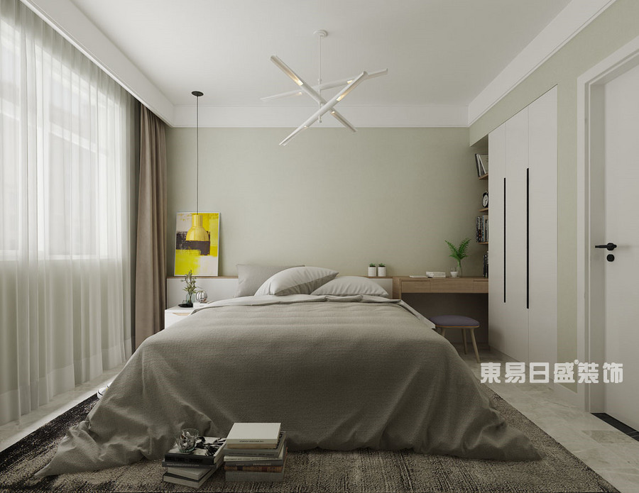 天泰华府三室两厅110平米-现代简约风格-次卧室效果图