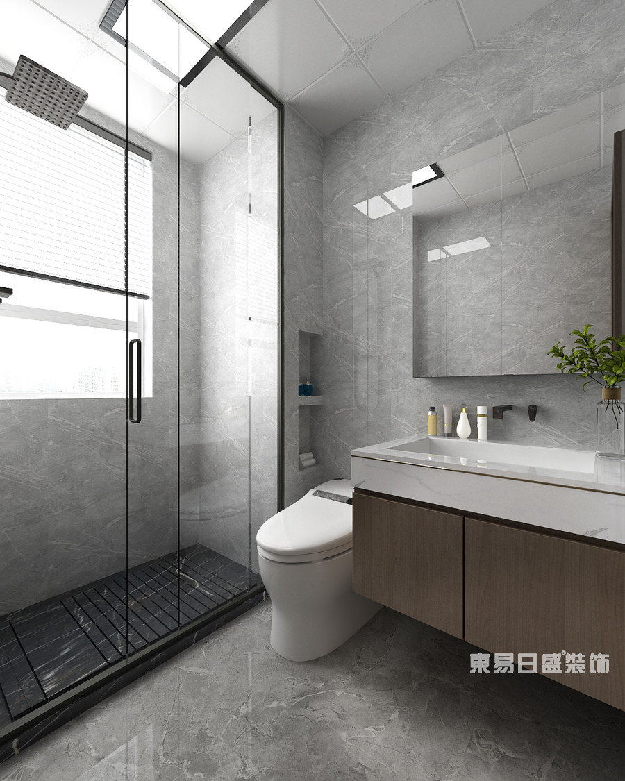 天泰华府三室两厅110平米-新中式风格方案-卫生间效果图