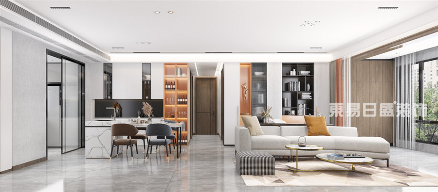 建业世和府-136平米-客厅-现代轻奢-装修效果图