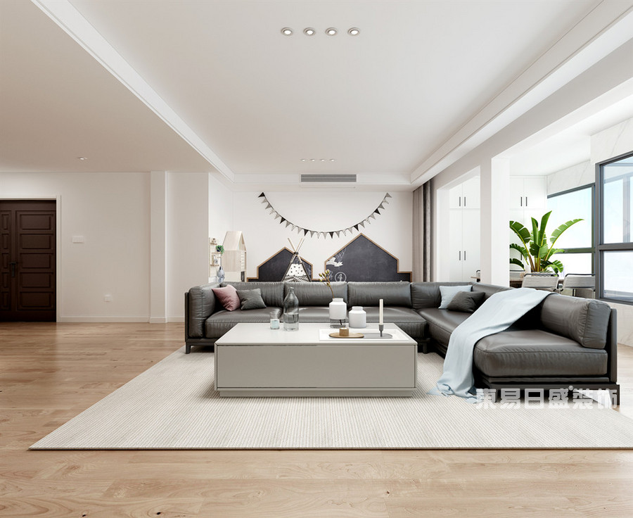 爱克首府-240平米-客厅-欧式现代混搭风格-装修效果图