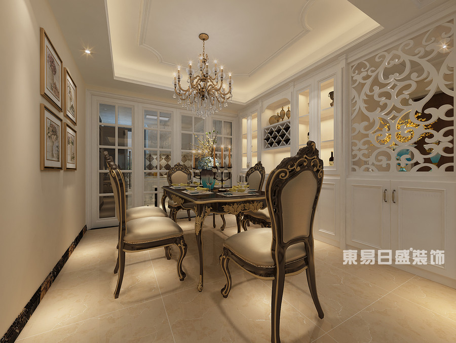 桂林彰泰•天街三居室120㎡欧式风格：餐厅装修设计效果图