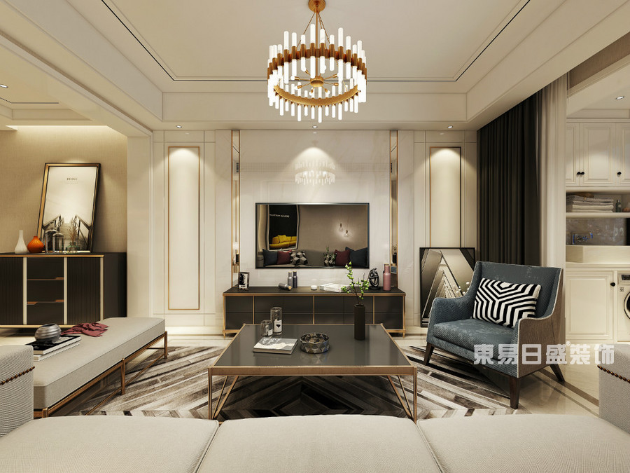 天中国际-120平米-客厅-现代轻奢-装修效果图