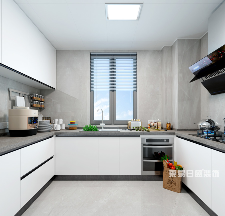 明珠港湾-120平米-厨房-现代简约-装修效果图