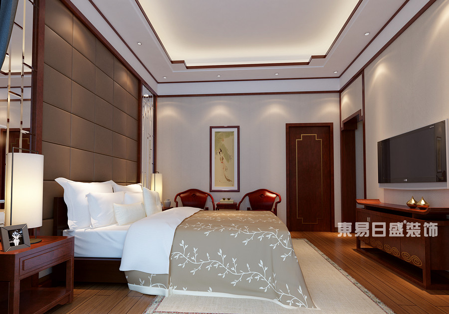 名仕温泉国际城别墅-新中式风格-二楼老人卧室效果图1