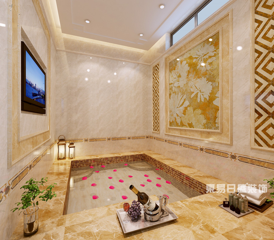 名仕温泉国际城别墅-新中式风格-负一层温泉泡池效果图2