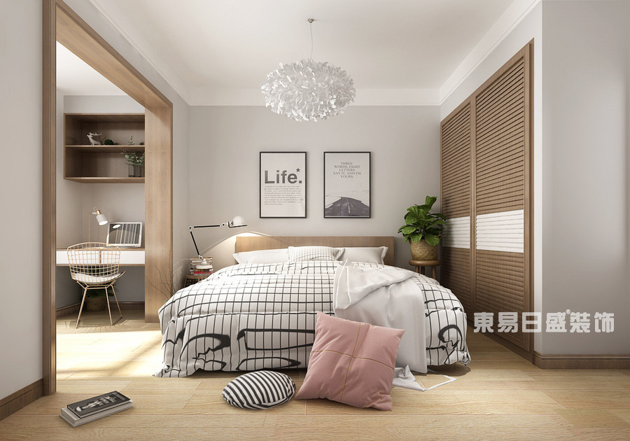 外滩龙庭帝景三居室140平米-现代简约风格装修-次卧室效果图