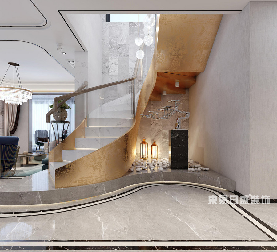 爱克首府-370平米-楼梯-现代简约-装修效果图