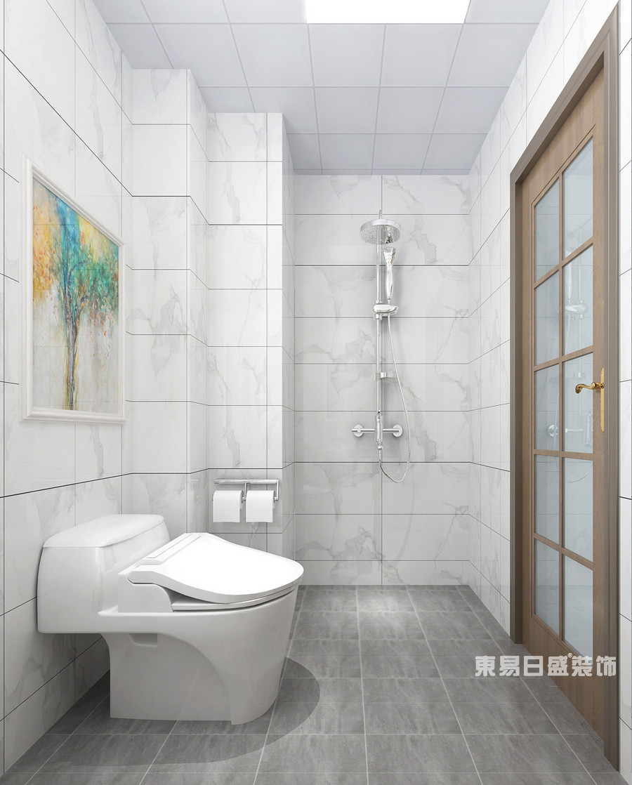 外滩龙庭帝景三居室140平米-现代简约风格装修-卫生间淋浴区效果图