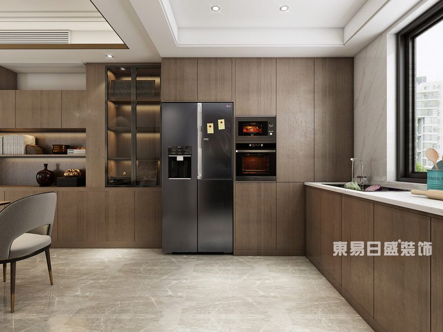 第五大道小区-134平米-开放式厨房-新中式风格-装修效果图