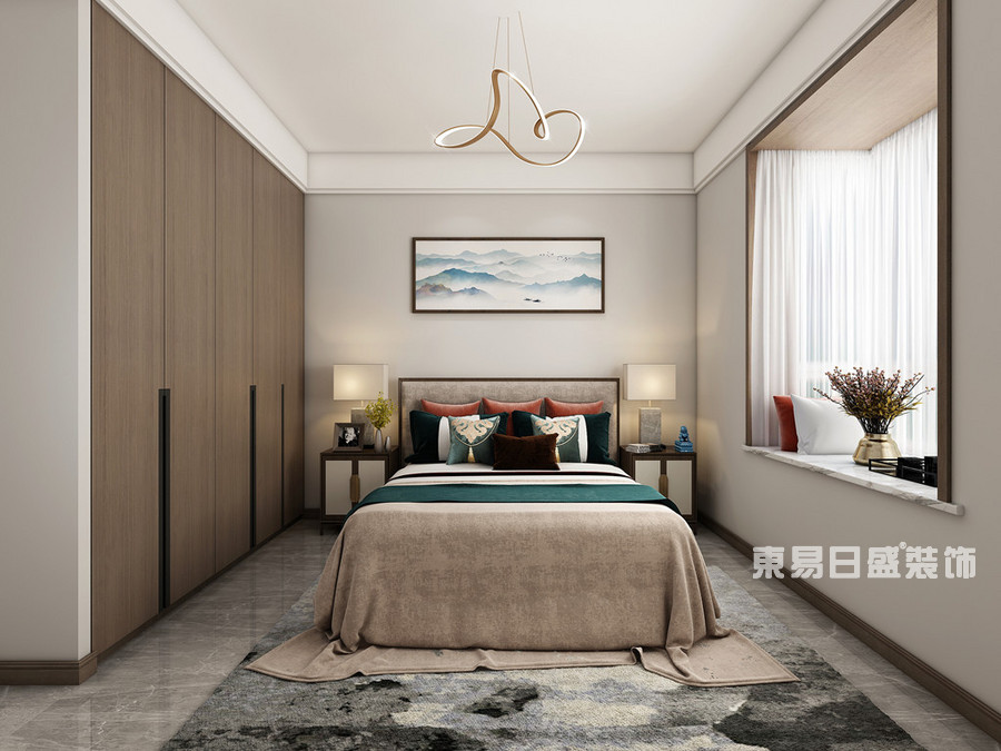 第五大道小区-134平米-卧室-新中式风格-装修效果图