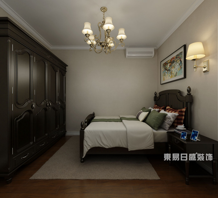 桂林悠山郡三居室130㎡美式风格：客卧室装修设计效果图