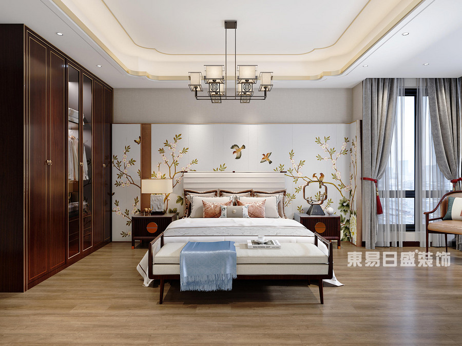 明珠港湾-300平米-卧室-中式风格-装修效果图