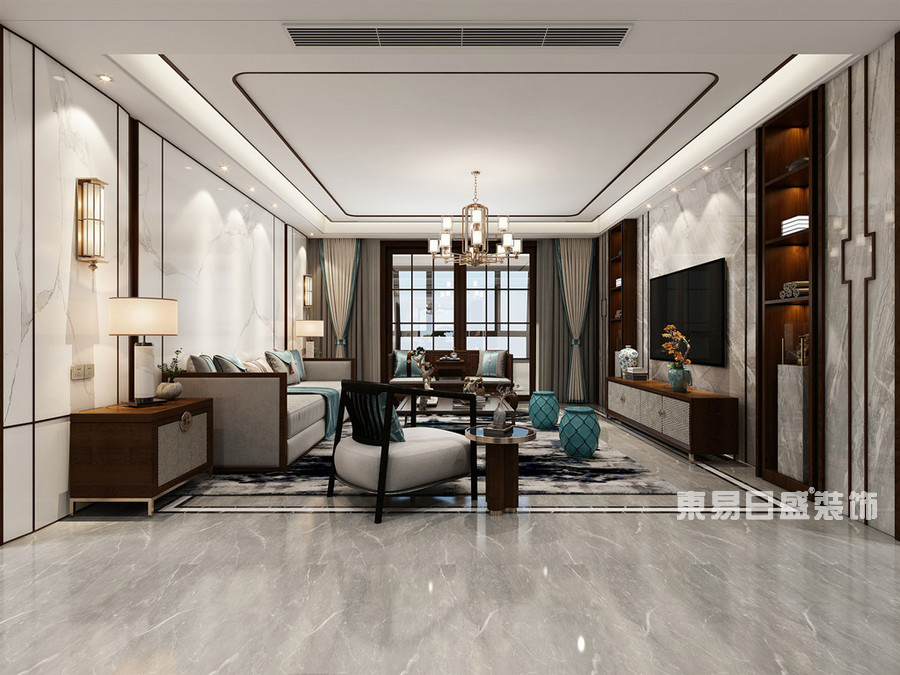 建业十八城-240平米-客厅-新中式风格-装修效果图