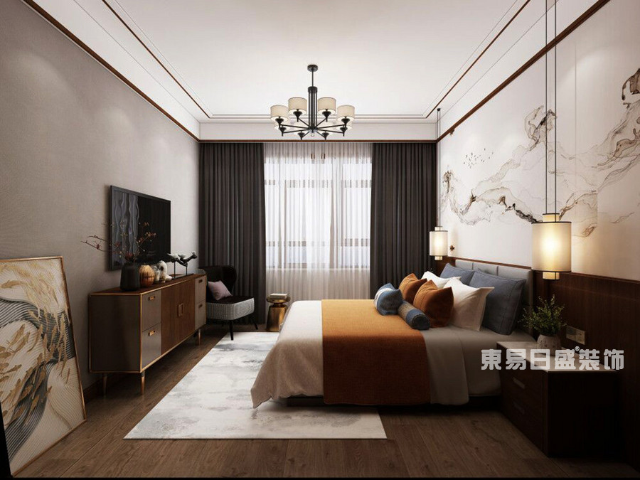 建业十八城-240平米-卧室-新中式风格-装修效果图