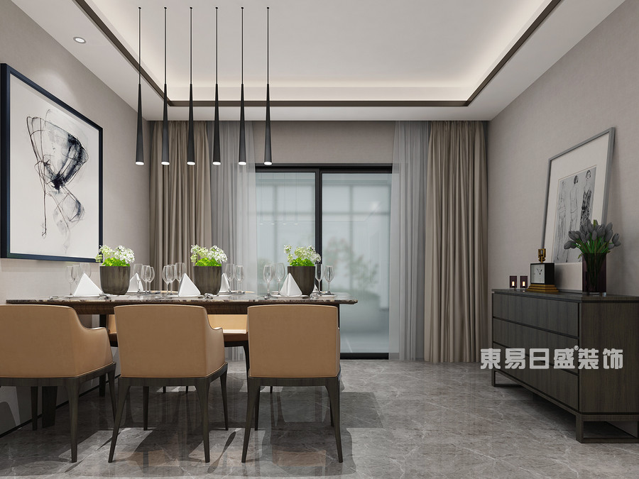 亲和家源三居室123平米-新中式风格-餐厅效果图