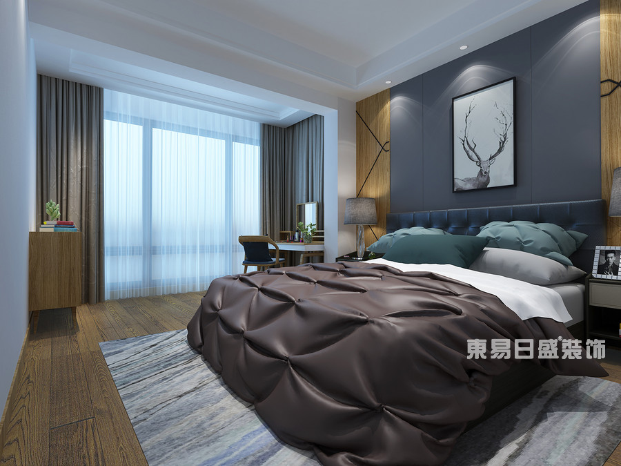 桂林医专家属楼四居室 120 ㎡现代风格：主卧室装修设计效果图