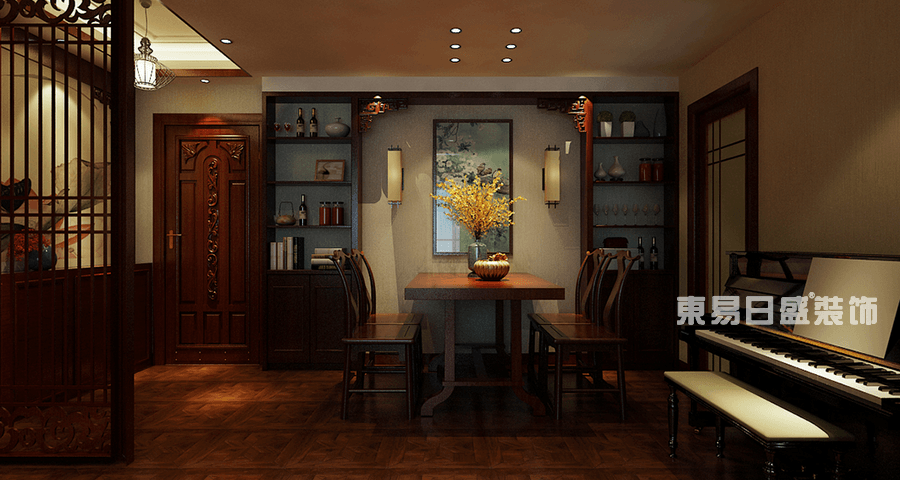 滨河国际四居室160平米-中式古典风格-餐厅效果图