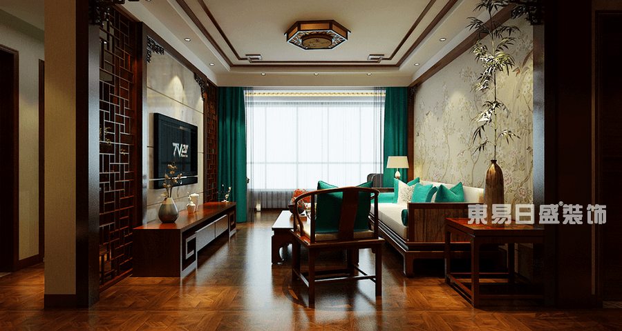 滨河国际四居室160平米-中式古典风格-客厅效果图4