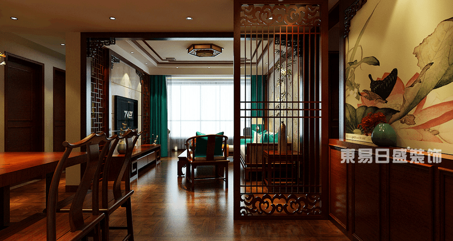 滨河国际四居室160平米-中式古典风格-客厅效果图3