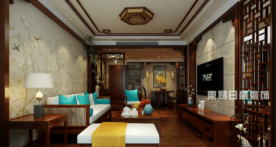 滨河国际四居室160平米-中式古典风格-客厅效果图2