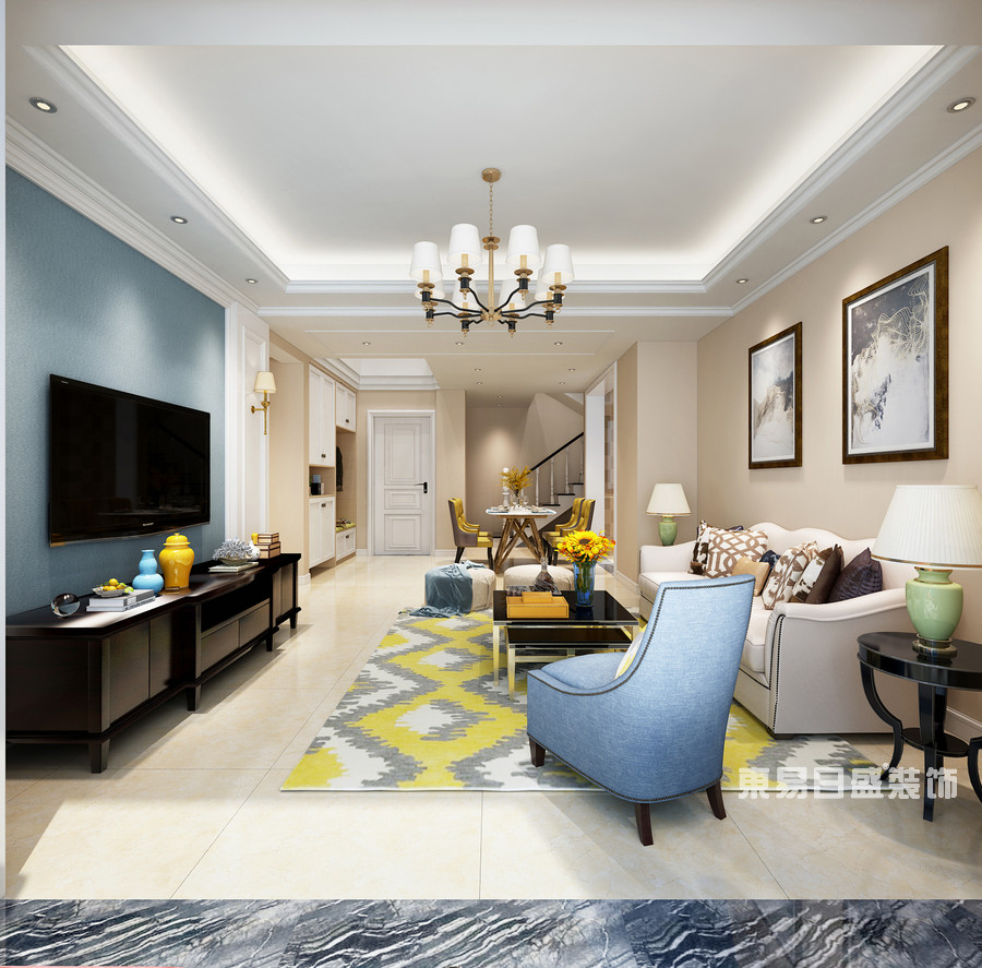 桂林复式楼120㎡美式风格：客厅装修设计效果图