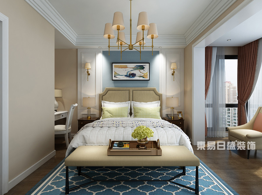 桂林复式楼120㎡美式风格：主卧室装修设计效果图
