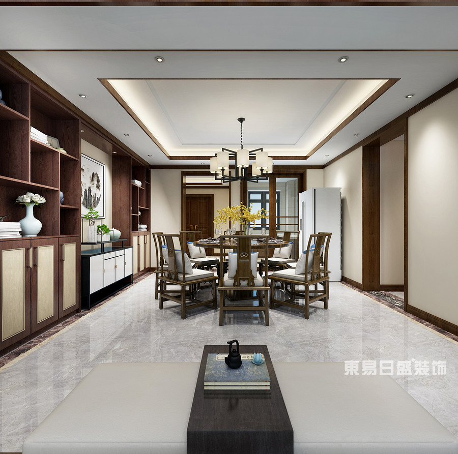 桂林复式楼220㎡新中式风格：餐厅墙柜装修设计效果图