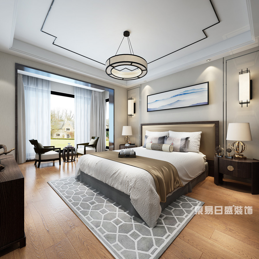 桂林复式楼220㎡新中式风格：次卧室装修设计效果图