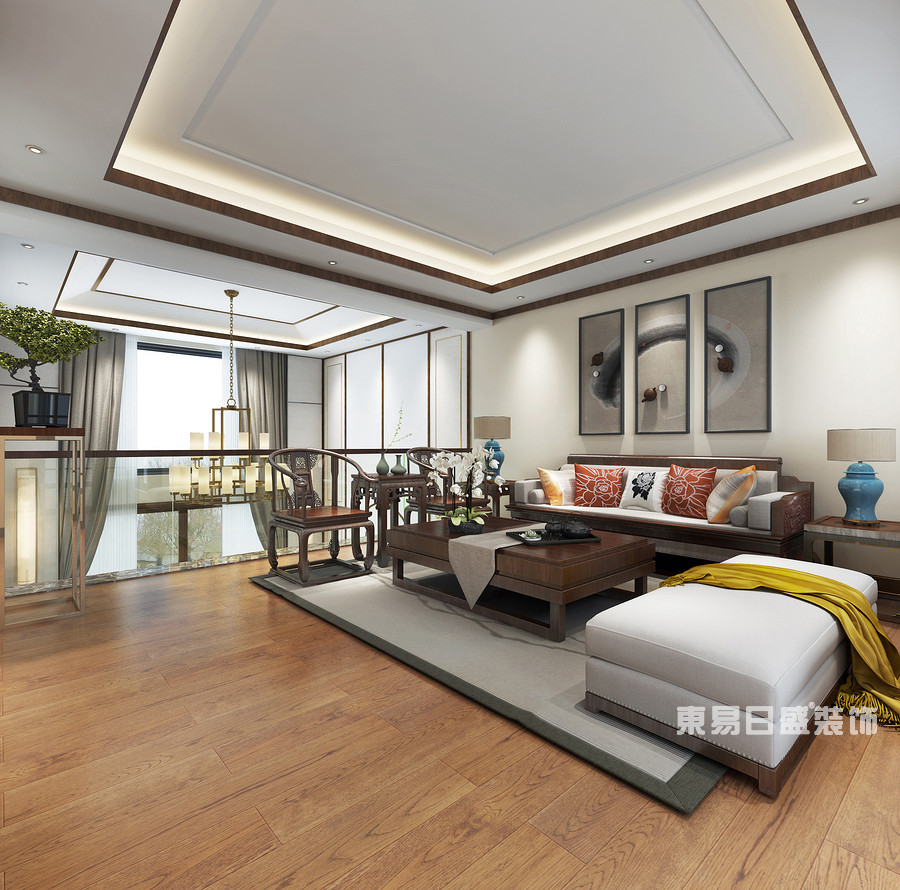 桂林复式楼220㎡新中式风格：家庭厅装修设计效果图