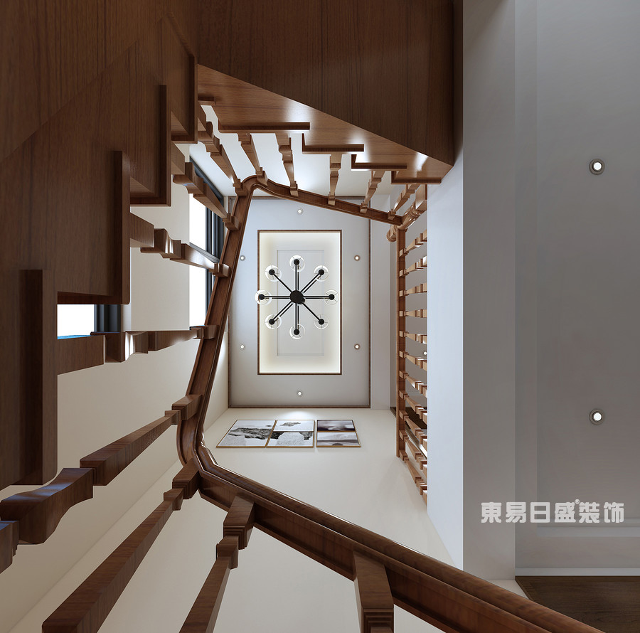 桂林复式楼220㎡新中式风格：楼梯间装修设计效果图