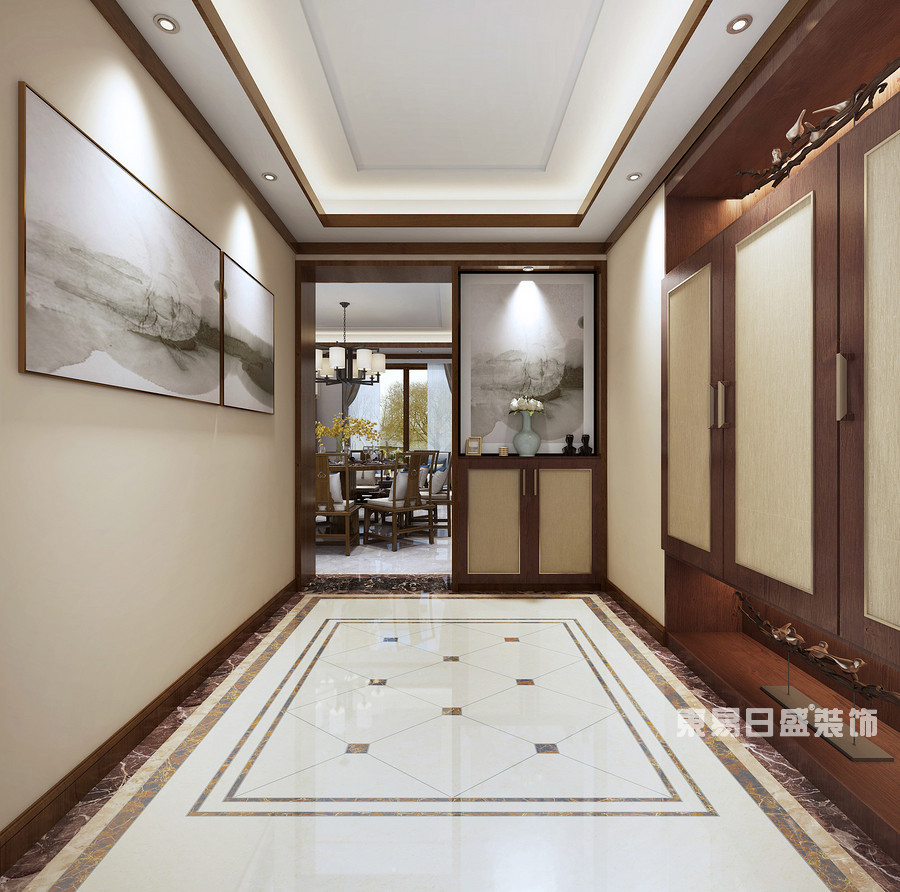 桂林复式楼220㎡新中式风格：门厅装修设计效果图