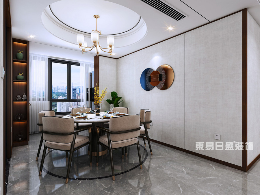 建业十八城-140平米-餐厅-新中式风格-装修效果图