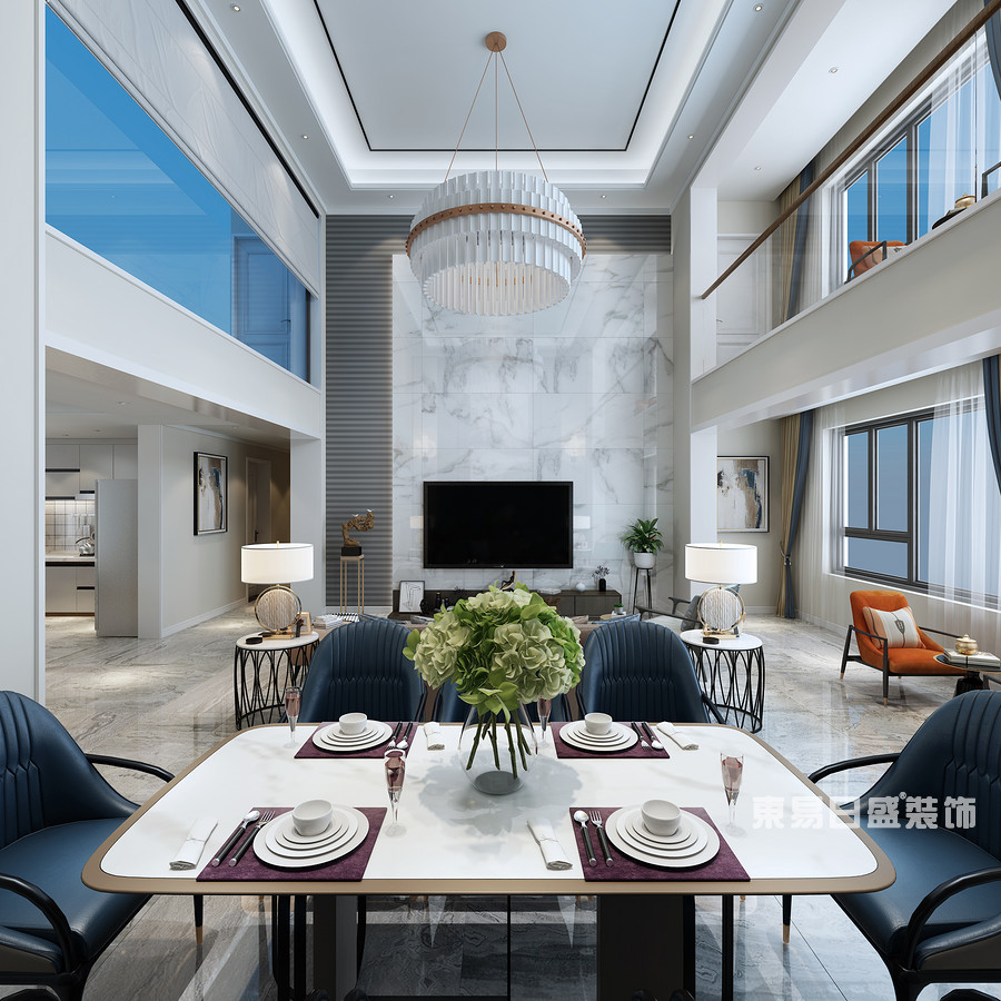 桂林复式楼280㎡现代简约风格：客厅电视墙装修设计效果图