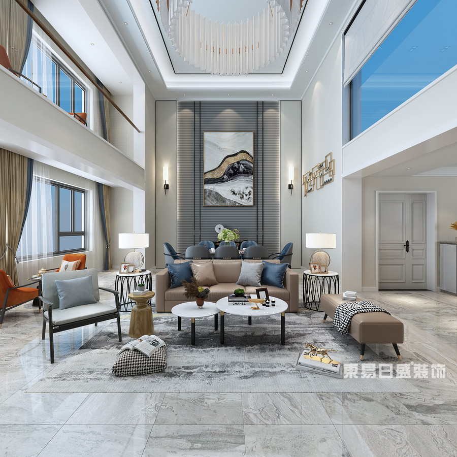 桂林复式楼280㎡现代简约风格：客厅装修设计效果图