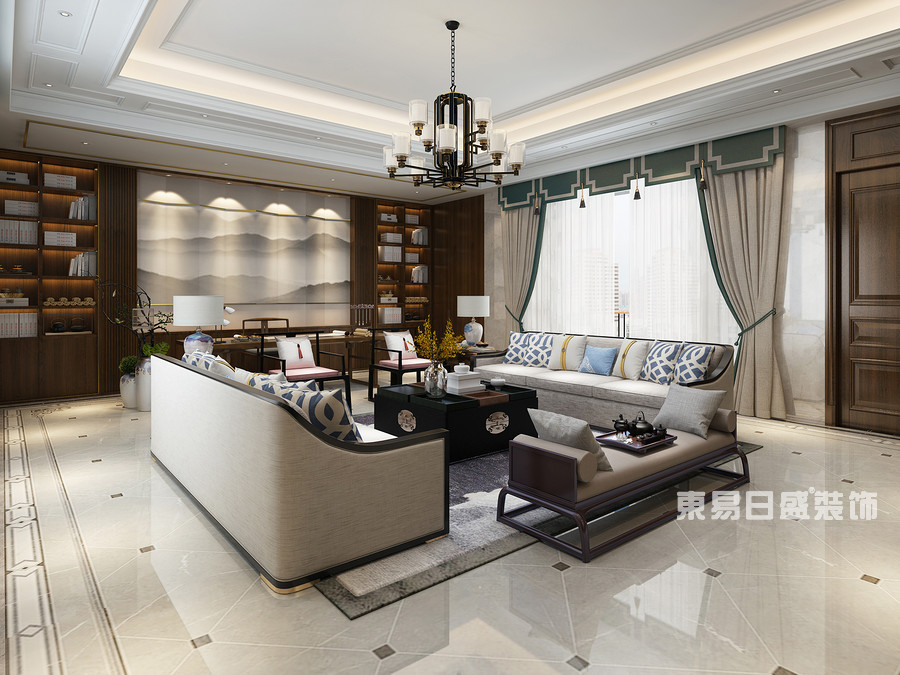 桂林自建别墅1600㎡中式和欧式混搭风格：小客厅装修设计效果图
