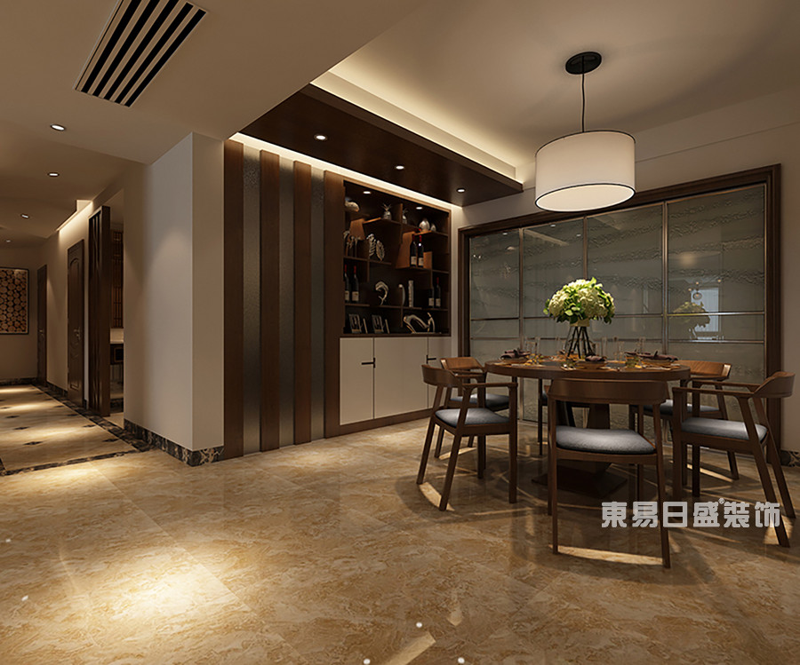 桂林冠泰•城国四居室150㎡现代风格：餐厅过道装修设计效果图
