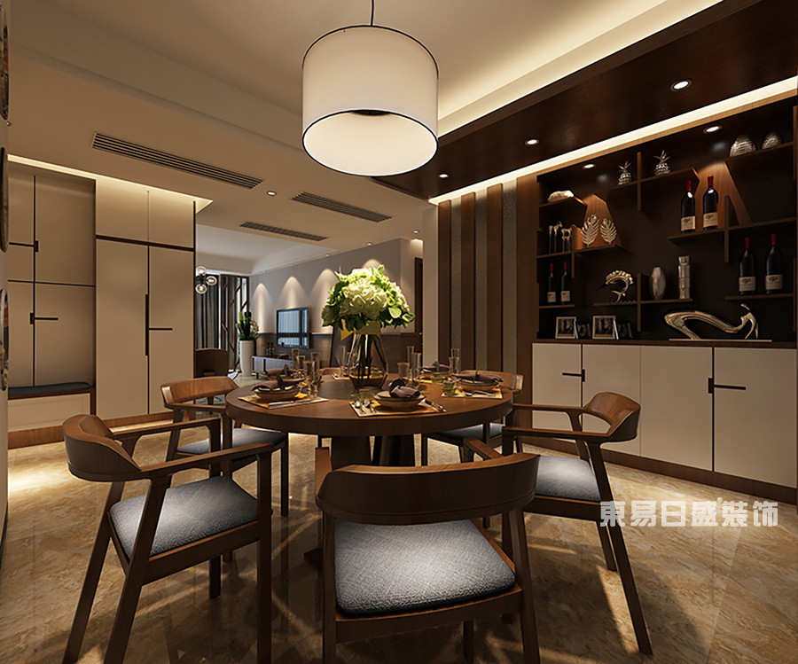 桂林冠泰•城国四居室150㎡现代风格：餐厅装修设计效果图