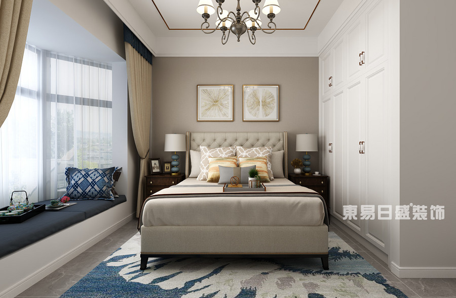 紫荆城顶楼复式200平米-现代美式风格-客卧室装修效果图