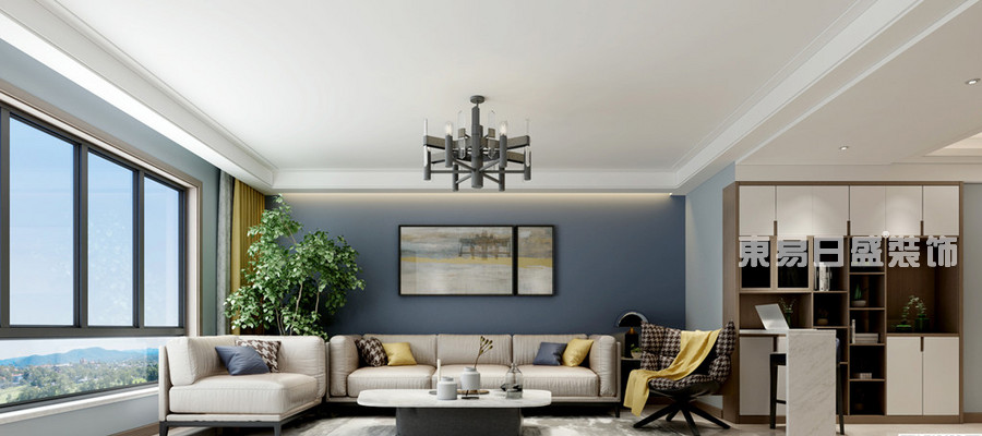 帝豪花园-140平米-客厅-现代简约-装修效果图