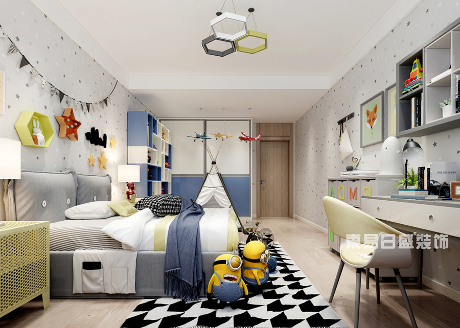 建业十八城-230平米-儿童房-北欧风格-装修效果图