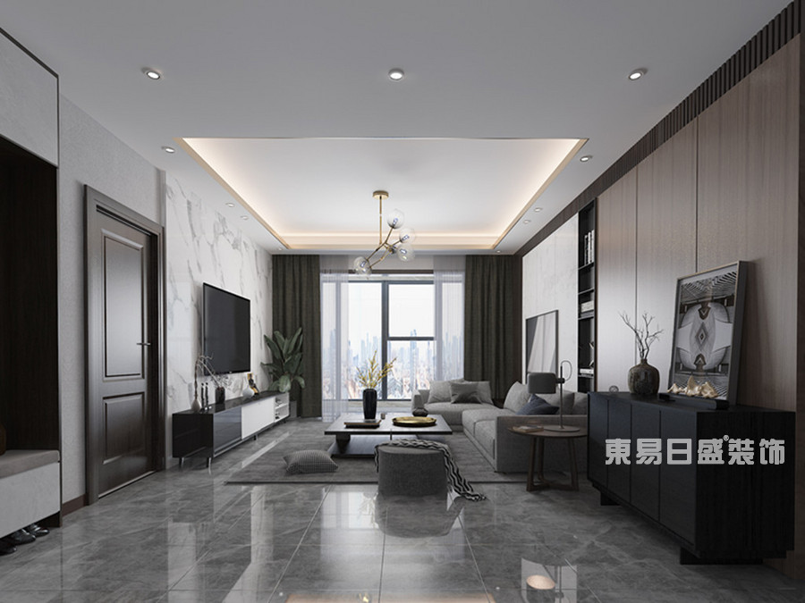 祥泰现代城-107平米-客厅-简约风格-装修效果图