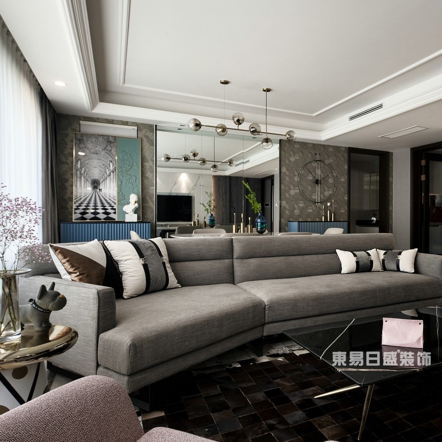 桂林万达城三居室125㎡现代风格：客厅沙发装修设计效果图