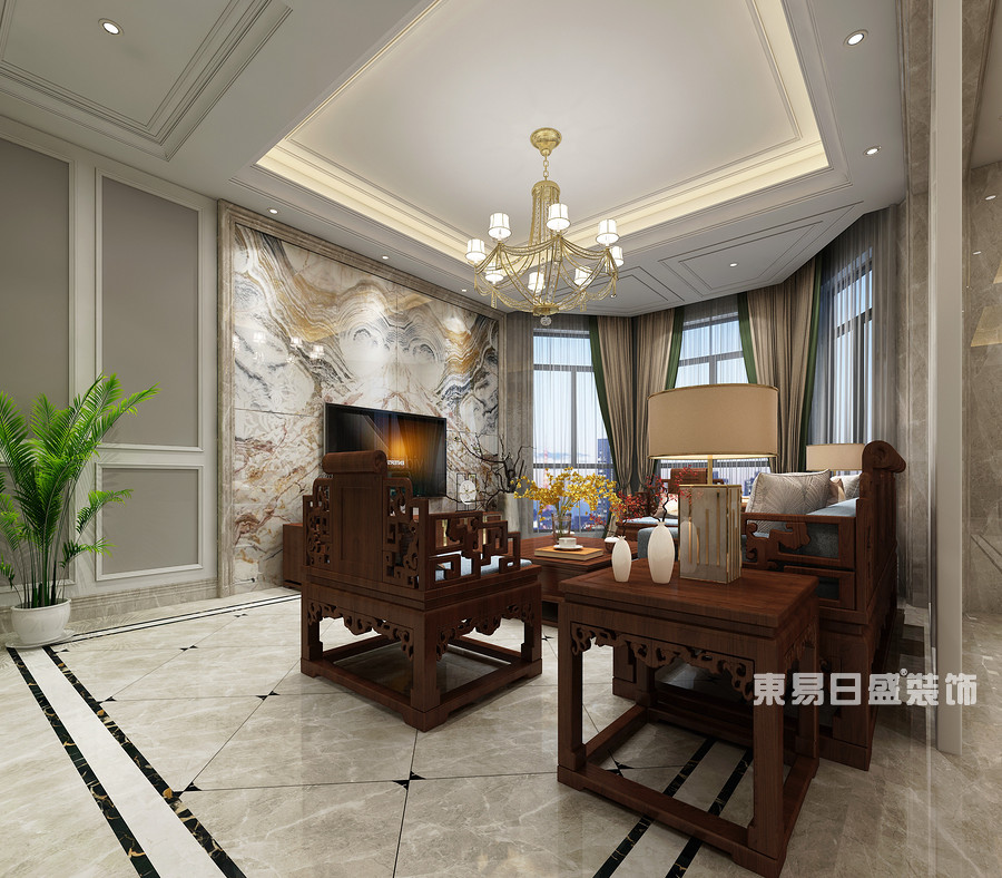 桂林市自建别墅700㎡混搭风格：客厅灯饰装修设计效果图