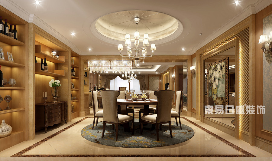 桂林国奥城四居室190㎡欧式风格：餐厅装修设计效果图