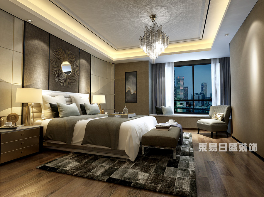 桂林国惠村复式楼385㎡现代混搭风格：主卧室装修设计效果图