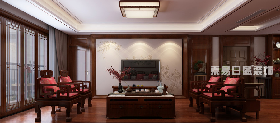 浮来春公馆四居室230平米-中式装修风格-会客厅效果图